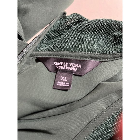 Simply Vera Vera Wang Mock Turtleneck XL Dark Green Sleeveless Chiffon Zip Back - Picture 5 of 7